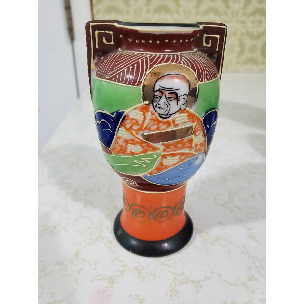 Vintage Miniature Satsuma Vase Made in Japan 4.5” Tall Hand Painted Elder